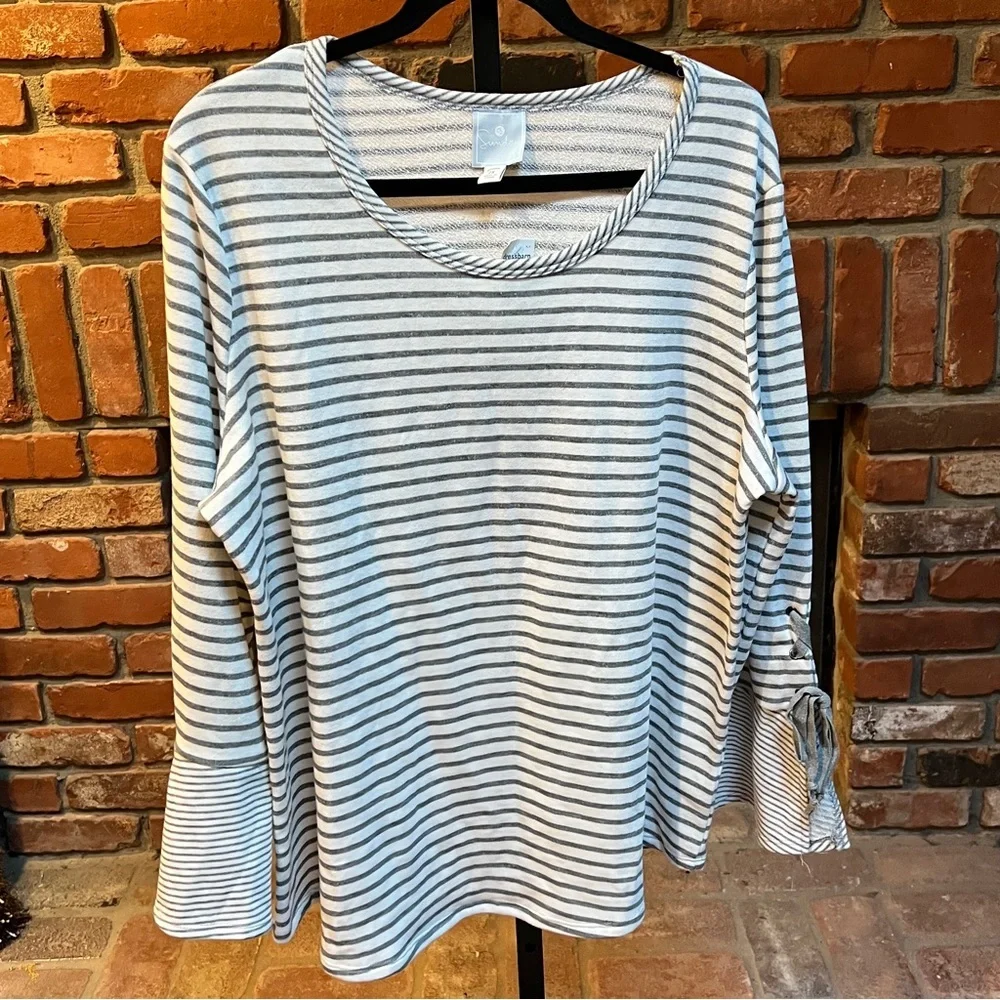 Dressbarn Sunday Womens Top 2X White Gray Blend Sweater Blouse NWT - Picture 10 of 11